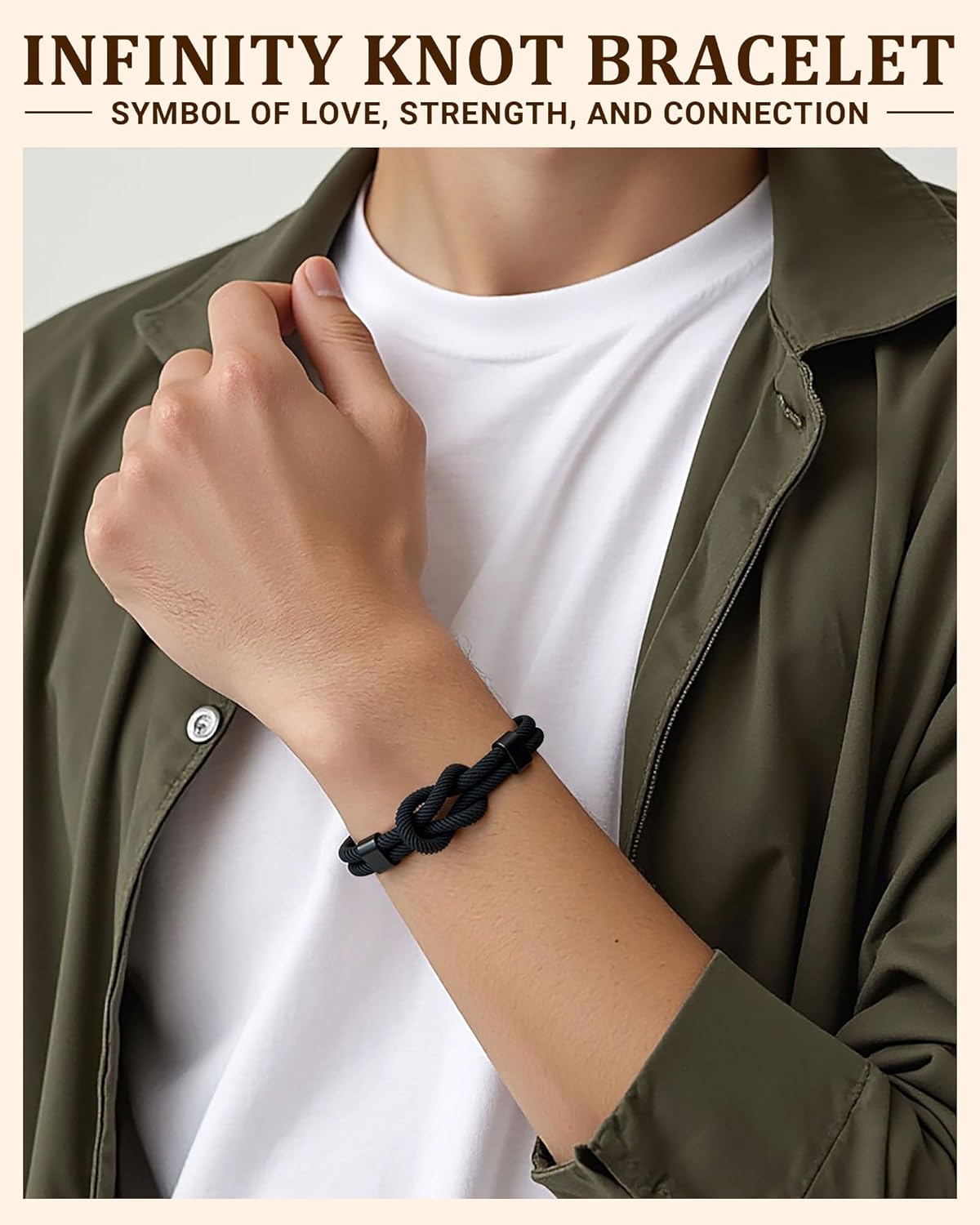 PINKDODO Adjustable Infinity Knot Bracelet Birthday Valentines Day Christmas Gifts for Son Boys Teens - Image 2