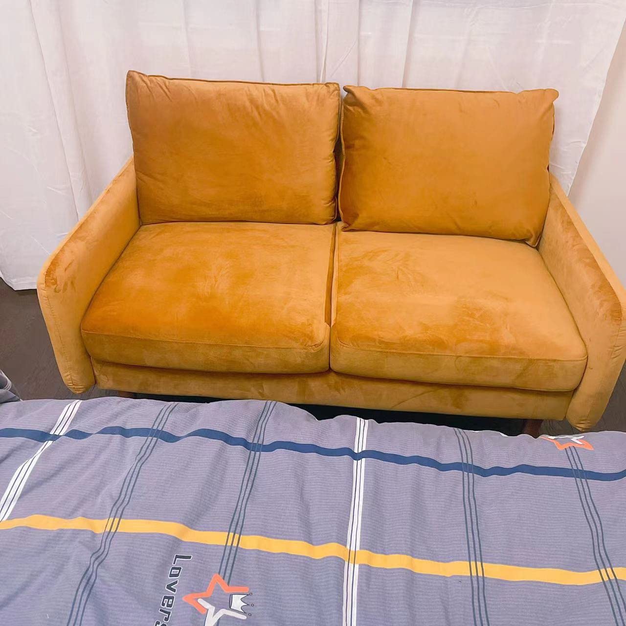 52/mo Finance Dreamsir 78'' W Velvet Sofa, MidCentury Love Seats Sofa Furniture with Bolster