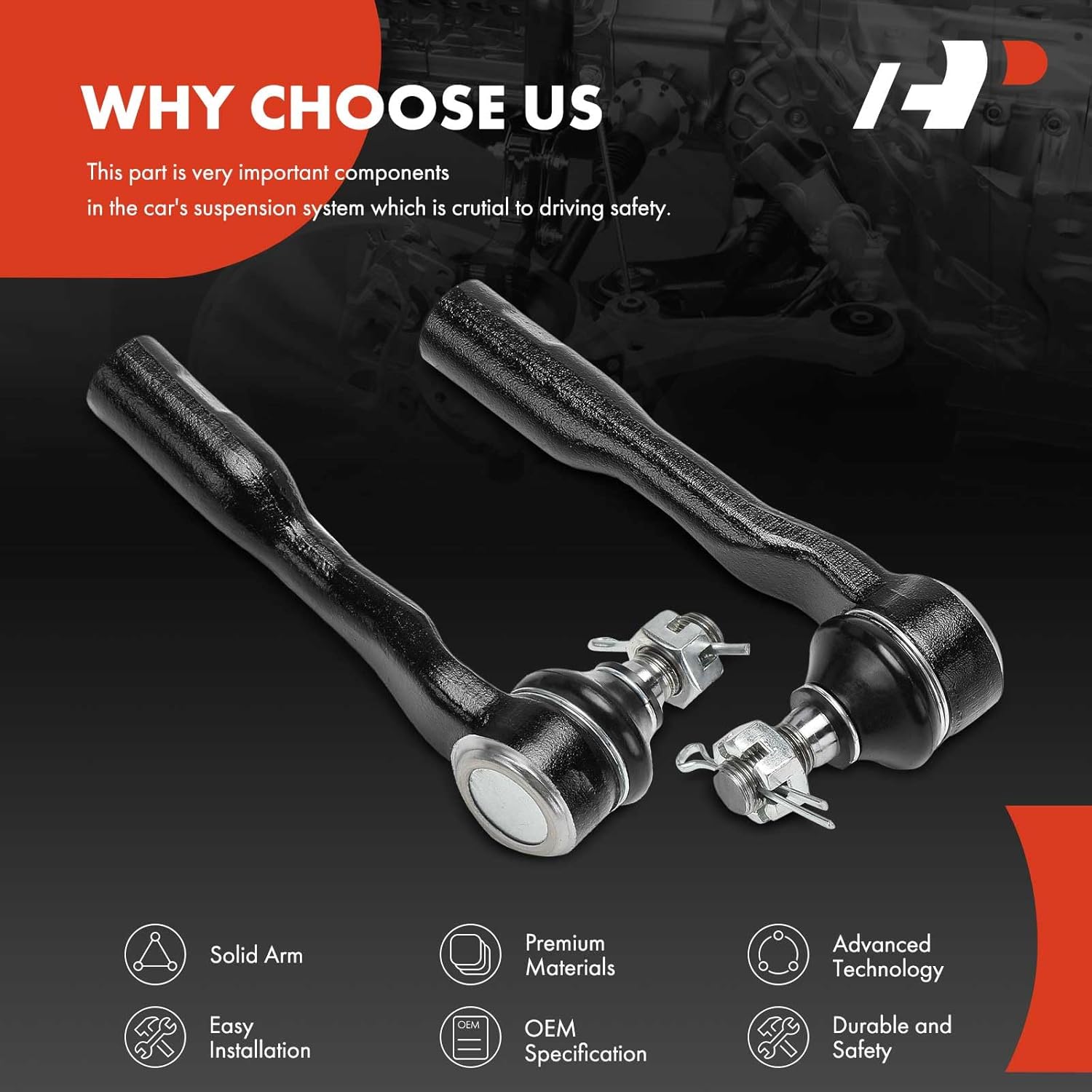 A-Premium 2 x Front Outer Tie Rod Ends, Compatible with Toyota Tundra 2000-2002, Sequoia 2001-2002