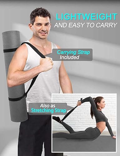 Miniatura 6 de Extra Long & Wide Thick Yoga Mat for Tall Men & Women, 84'' x 32'' x 7mm Oversized Yoga Mat Double-Sided Non Slip, Pro TPE Yoga Mats with Strap