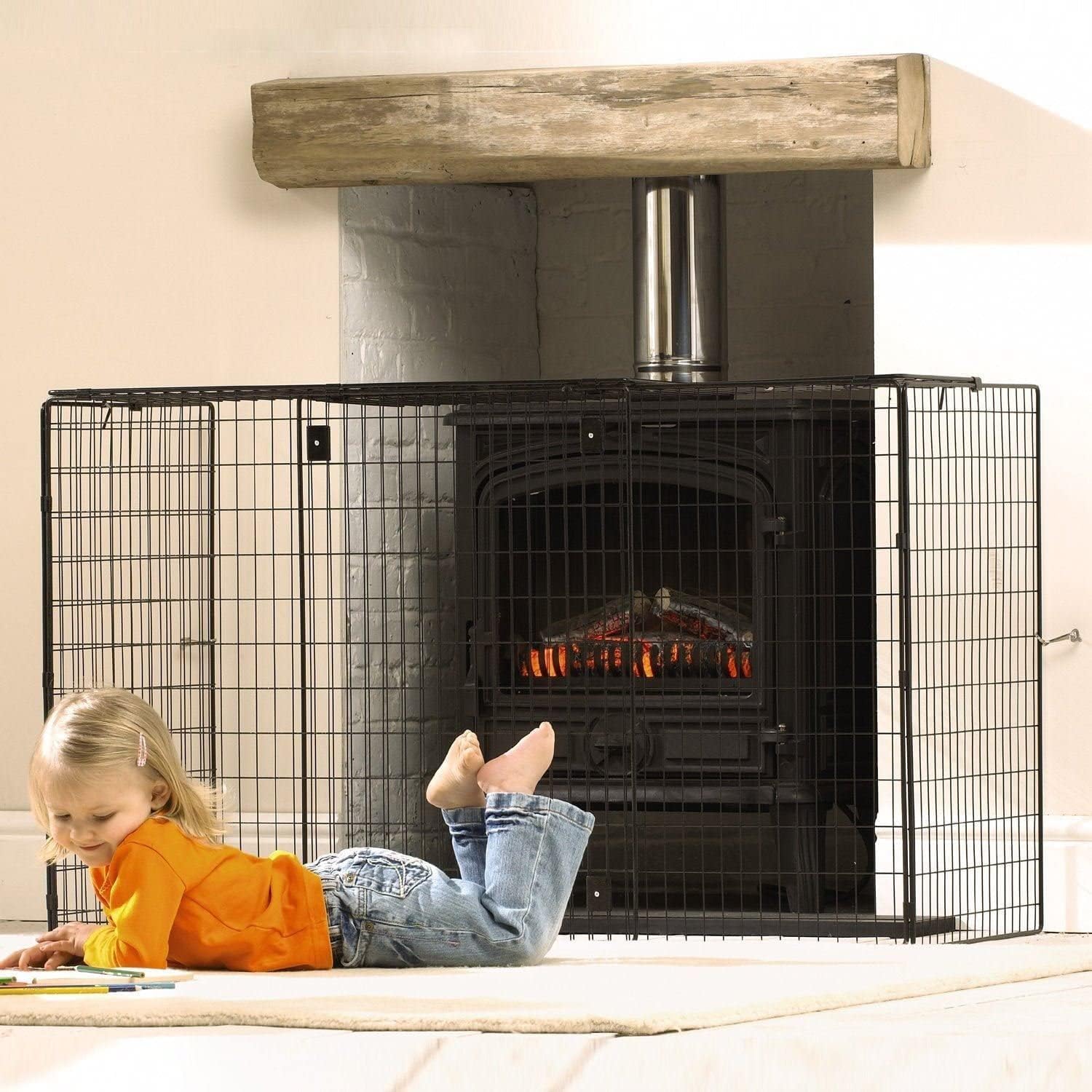Maxland Black Extending Extendable Nursery Child Safety Fireguard Firescreen