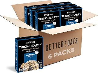 Better Oats Thick & Hearty Blueberry Muffin Instant Oatmeal with Flax Seeds - Whole Grain, Quick 2-Min Cook, Kosher, 15.1 oz (1 Pack)
