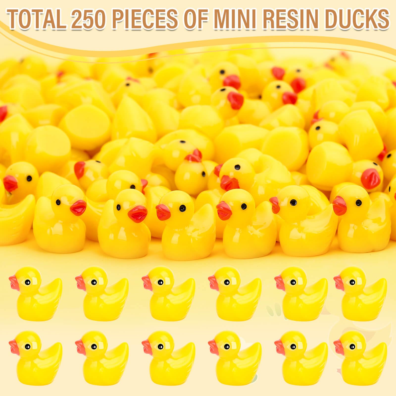 selizo 250PCS Mini Resin Ducks, Tiny Plastic Ducks Little Ducks to Hide, Small Resin Duck Charms Baby Ducks Bulk for Miniature Dollhouse Accessories Micro Garden Landscape