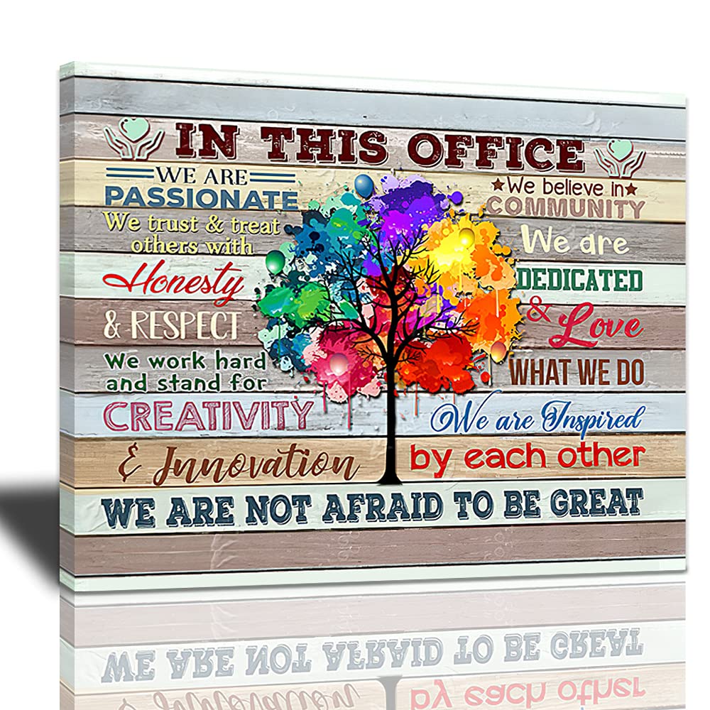 Bulldog Leather Works, Inspirational Wall Art Canvas Prints Motivational Quotes Poster Artwork In This Office We Are A Team Modern Framed And Stretched Ready To Hang For Living Room Bedroom20x24inch