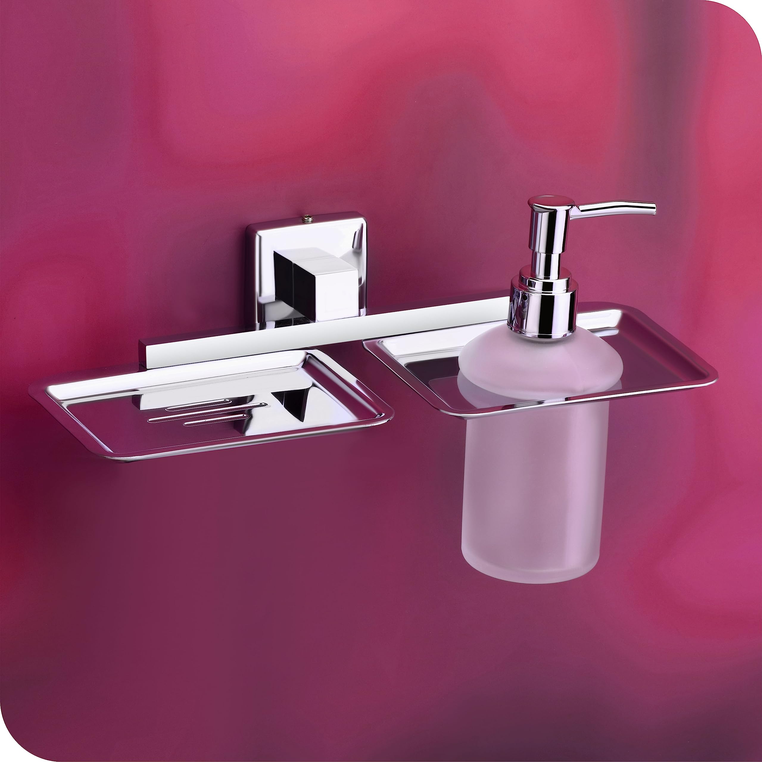 EASYHOME FURNISH Liquid soap Dispenser with soap case Holder for washbasin Liquid Dispenser and saop Dish for Bathroom soap Holders dispensers 2611(304 Stainless Steel,Chrome Finish,Frosted Glass) (B09ZTSKSQ8) Amazon Price History, Amazon Price Tracker