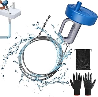 Drain Unblocker: 7M Multifunctional Snake Drain Unblocker Tools with Work Gloves and Storage Bag, Spring Steel Drain Auger for Toilet, Snake Drain Cleaner, Drain, Bathroom Sink and Kitchen