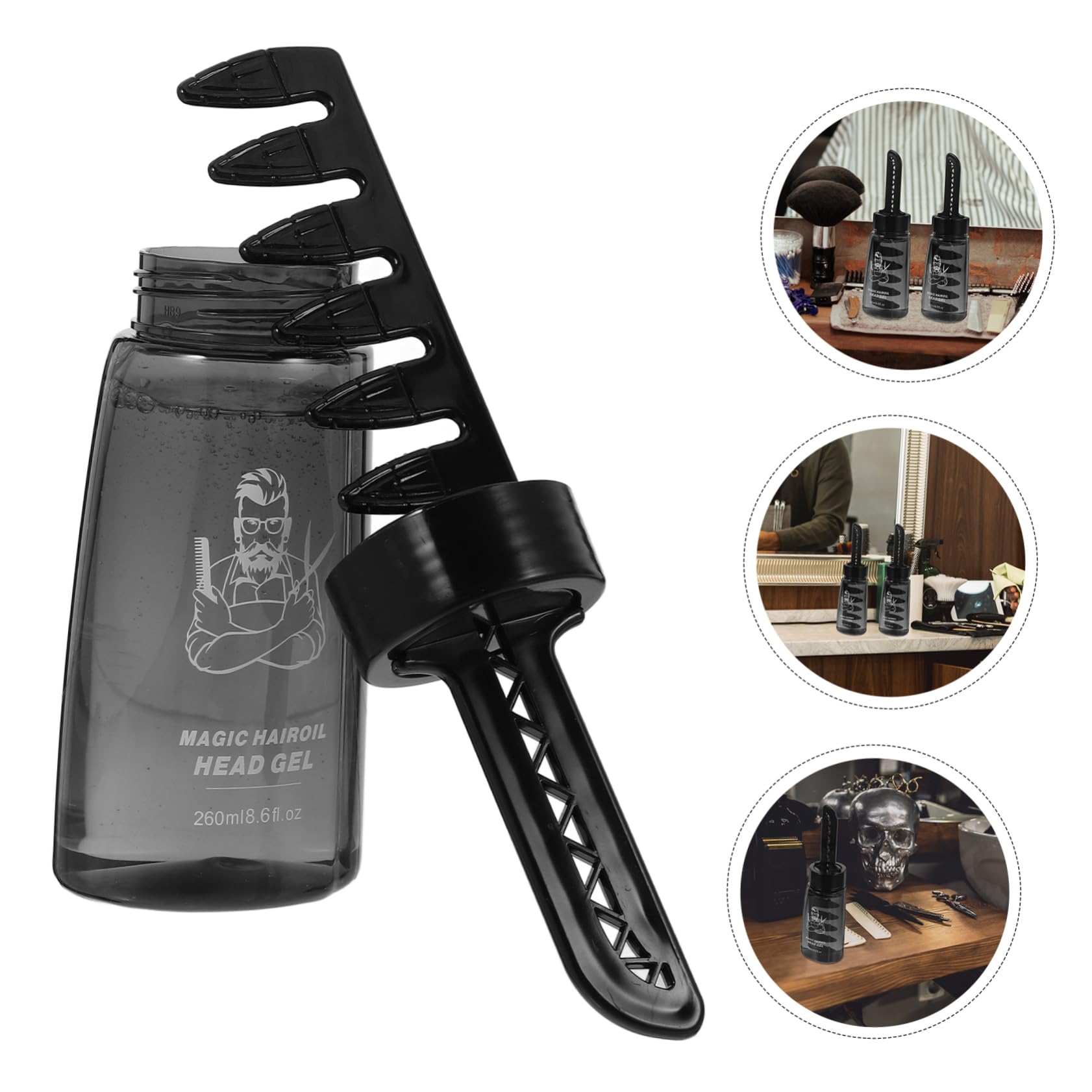 Healvian 3piezas Botella De Gel Cabello Vacía Rellenable Con Peine y Aplicador De Gel Fijador Pelo