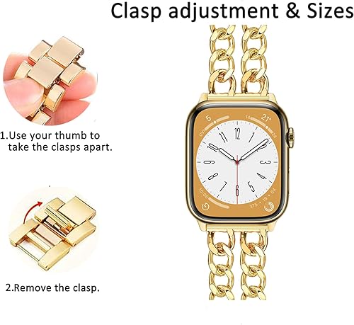 Miniatura 8 de MORWLAT Pulsera de cadena compatible con Apple Watch con funda de TPU de 1.496 pulgadas1.575 pulgadas1.614 pulgadas1.654 pulgadas1.732 pulgadas1.772