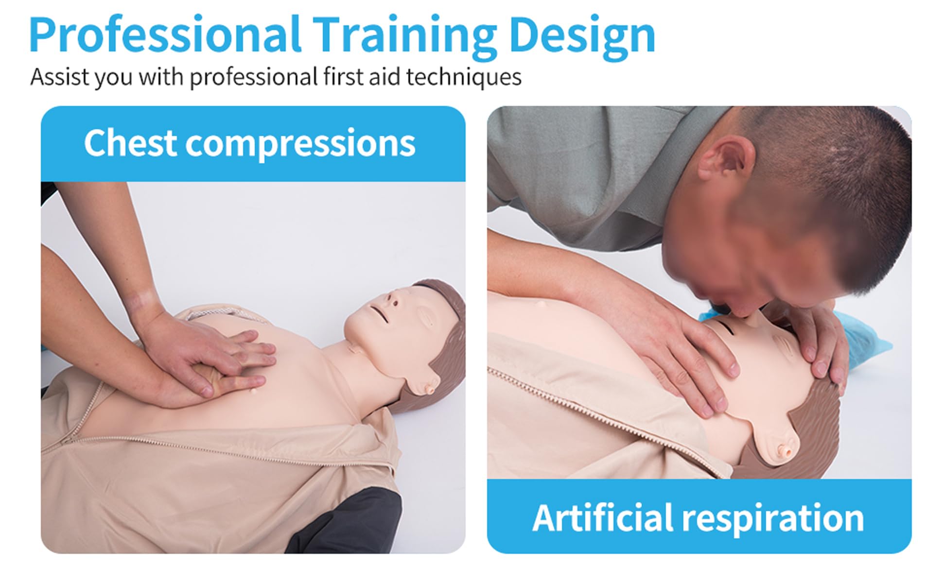 Maniquí de entrenamiento de RCP de cuerpo completo para adultos, maniquí médico de tamaño real para primeros auxilios y enseñanza médica