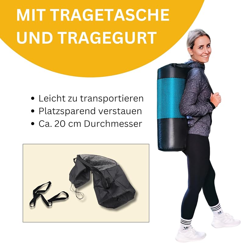 Muawo Prémium Fitness Matrac - Extra Vastag (1,5 cm) és Hosszú (190 cm) Csúszásmentes Jóga és Tornaszőnyeg, Sötétkék, NBR Habból,