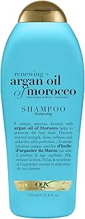 OGX Renewing + Argan Oil of Morocco Hydrating Hair Shampoo, Cold-Pressed Argan Oil to Help Moisturize, Soften & Strengthen Hair, Paraben-Free with Sulfate-Free Surfactants, 25.4 Fl Oz