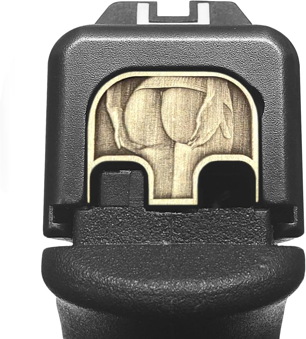 Milspin CNC Milled 3D Cheeks Slide Back Plate (Butt Plate) Compatible with Glock Gen 1-5, Models G17-G41, G45 I Made in USA (Butt Cheeks), Brass