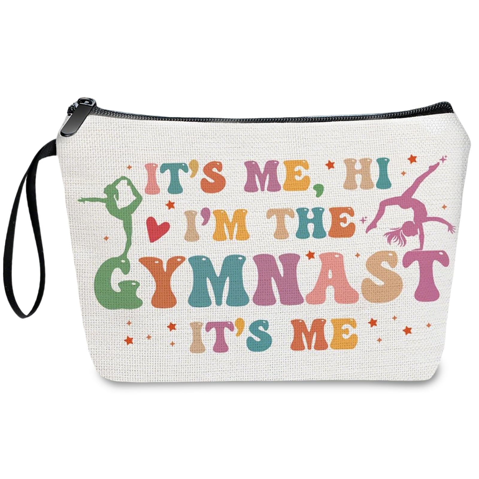 Gymnastics Gifts for Girls Make Up Bag Gymnast Makeup Bag for Gymnastics Lover Gifts Inspirational Cosmetic Bag with Hand Strap Gymnastics Bag Gifts