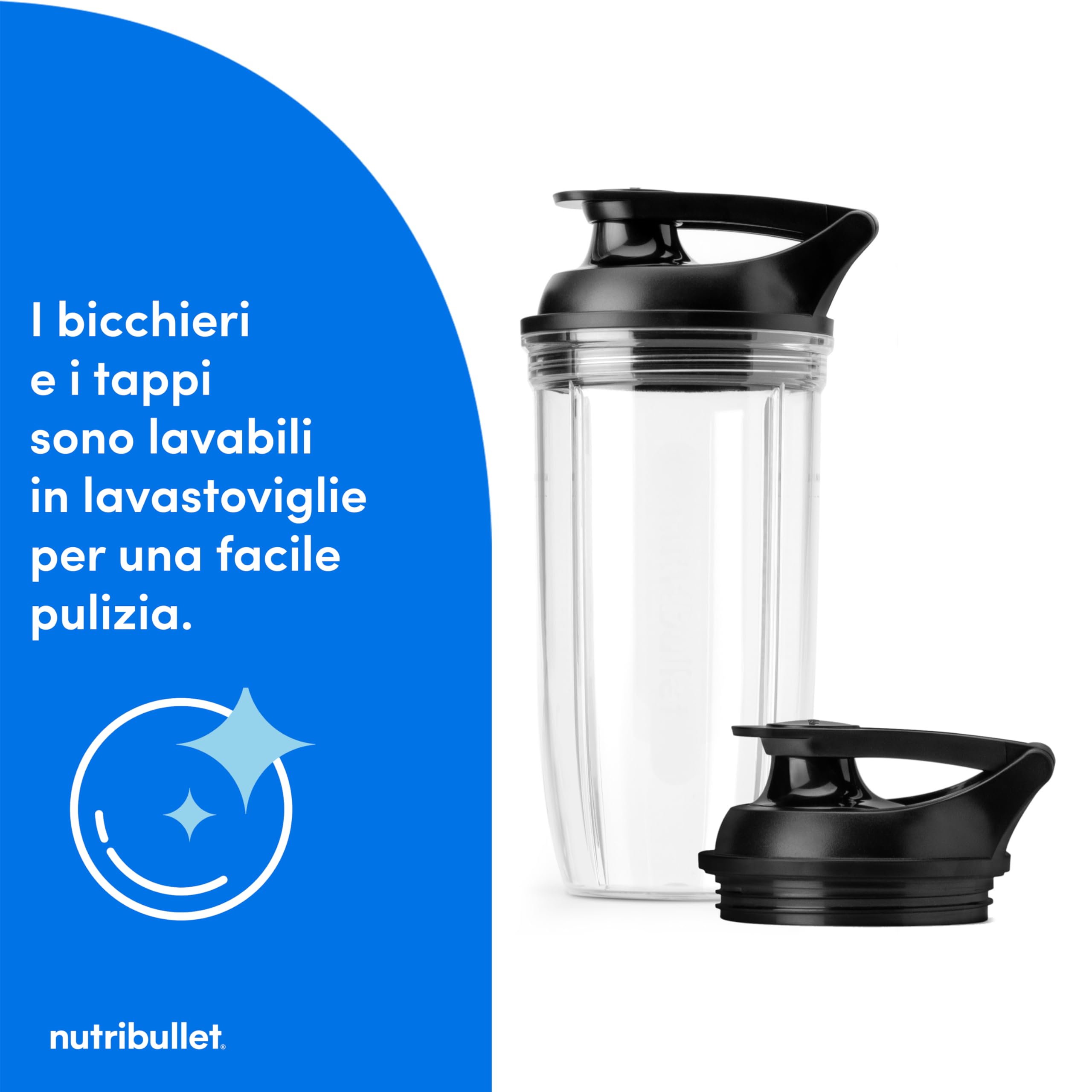 nutribullet Ultra NB1206MB, Frullatore con Contenitore in Tritan, Lame in Acciaio Inossidabile, Frullatore Elettrico per Smoothie, Bicchieri da 900ml e 700ml, 2 Coperchi To-Go, 1200W, Grigio