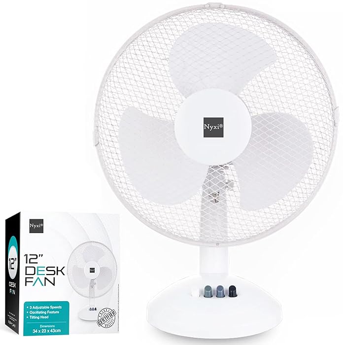 Buy Nyxi 12" Desk Fan Pedestal Oscillating Stand Desk Electric Tower