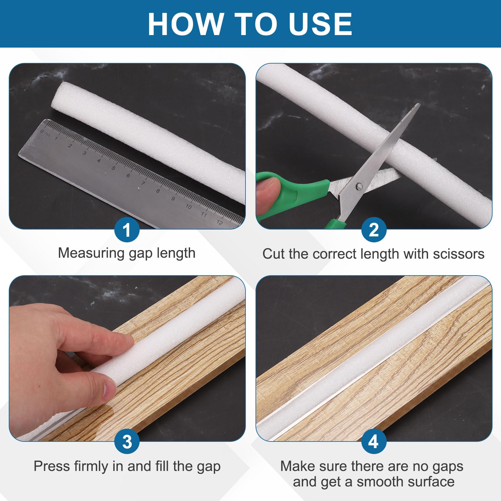 uxcell Tige d'appui en mousse pour espaces et joints, 2,3 cm x 15,7 m, pour mastic de béton pour décapage des intempéries, joint de porte et de fenêtre, joints d'expansion, blanc