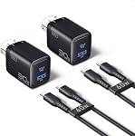 INIU USB C Chargeur, 30W PD QC 3.0 Double port charge rapide Type C bloc chargeur avec 5 ft USB-C Câble, USB C Chargeur mural avec prise pliable pour iPhone 16 15 14 13 Pro Max Samsung S23 S22 iPad AirPods