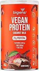 Vegan Protein coconut milk, 21g de proteína ervilha e arroz, GMO Free, Glutamina, HMB, EAAs, Vitaminas B Metil, 450g, Biogens (Cacau)