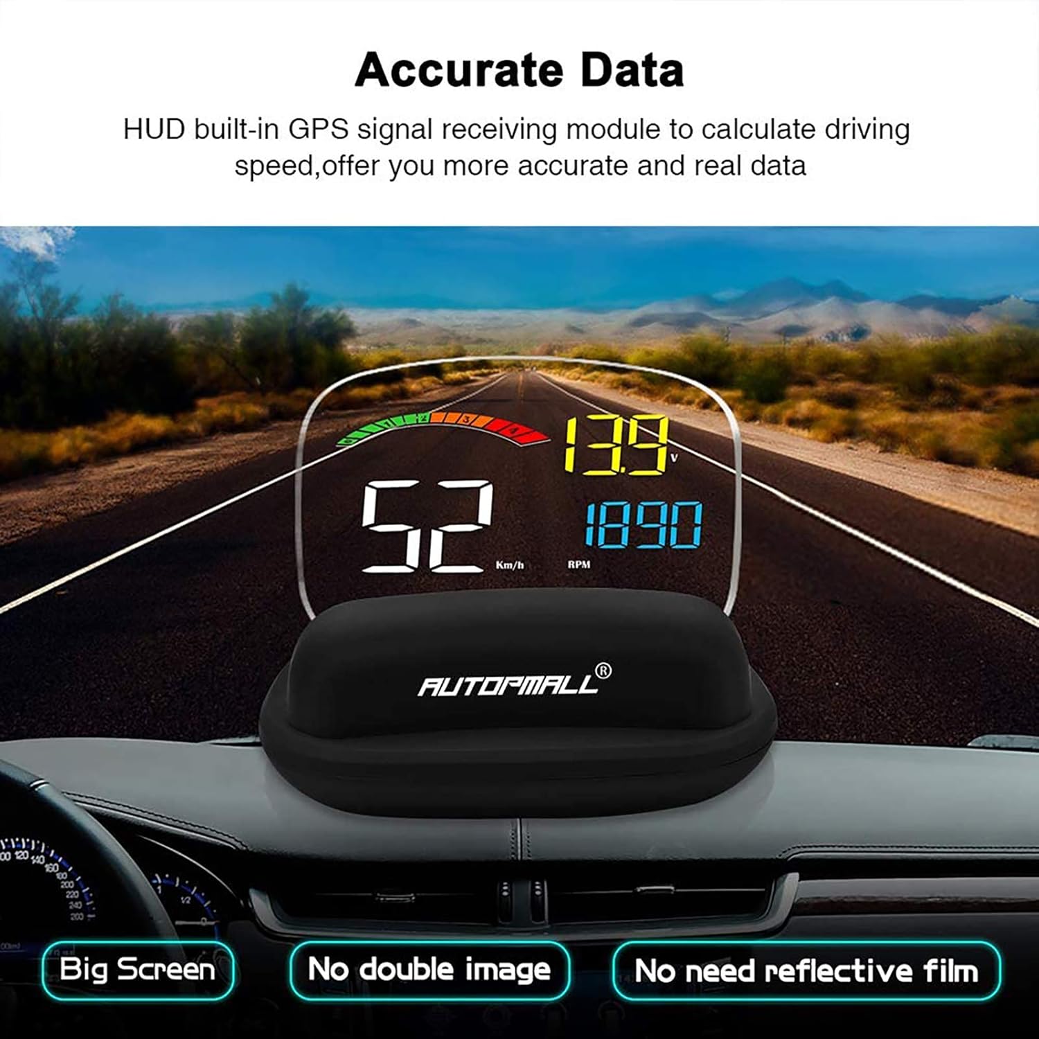 Blасk Frіdау - 70% оƒƒ Autopmall Head up Display Car Universal Dual System Suspended Virtual Display HUD OBD II/GPS Interface,Vehicle Speed MPH KM/h,Engine RPM,OverSpeed Warning,Mileage Measurement,Water Temperature,Voltage