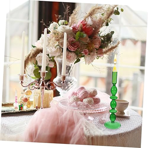 Miniatura 5 de BESPORTBLE Portavelas de cristal, portavelas cónico de vidrio, elegante candelabro de cristal, portavelas de vidrio decorativos para mesa de comedor