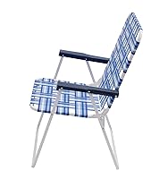 Vista 5 de Rio Brands 16" Extended Height and Seat Back Folding Web Lawn Chair, Blue/White