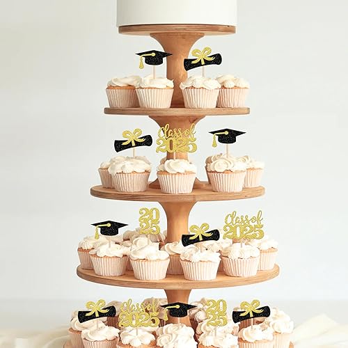 Miniatura 63 de 36 piezas con purpurina 2025 temática de graduación 2025 para cupcakes para diploma de clase de 2025, para graduación de clase de 2025, suministros