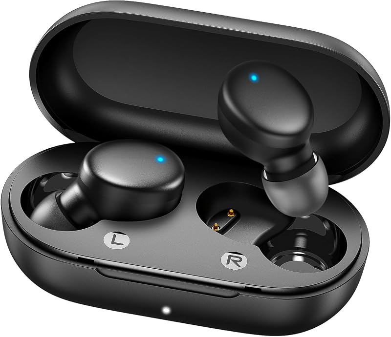 MOZOTER Mini Wireless Earbuds Bluetooth 5.3 in Ear Headphones Headsets | Light Weight,60Hrs Playtime Ear Buds with Charging Case,Smart Touch Control,Premium Sound with Deep Bass for Sport-Black