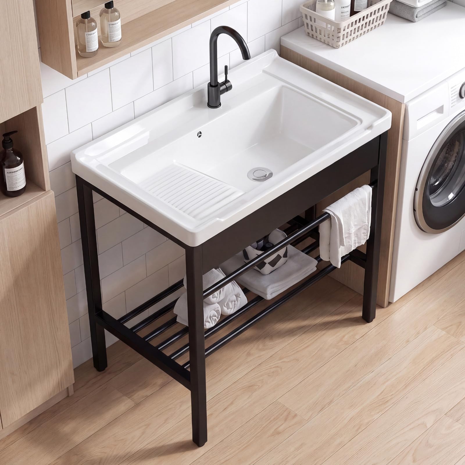 Freestanding Utility Sink with Washboard - GGW -3
