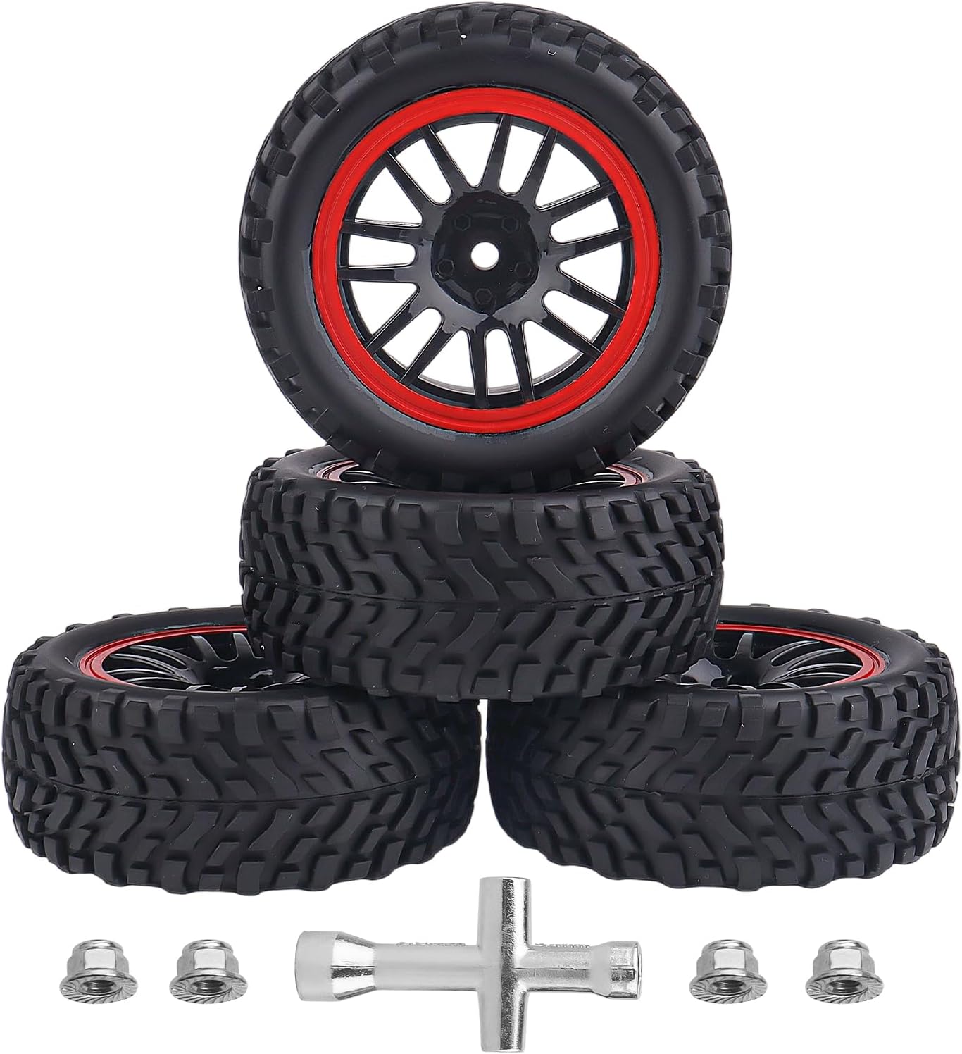 12mm Hex Wheels & Rubber Tires OD 2.52" Pre-Glued for Traxxas 4 Tec 2.0 1/18 Latrax Teton Tamiya TT02 Redcat Lightning EPX HSP Flying Fish Kyosho HPI MST RC 1/10 On-Road Drift Car (Type 2)