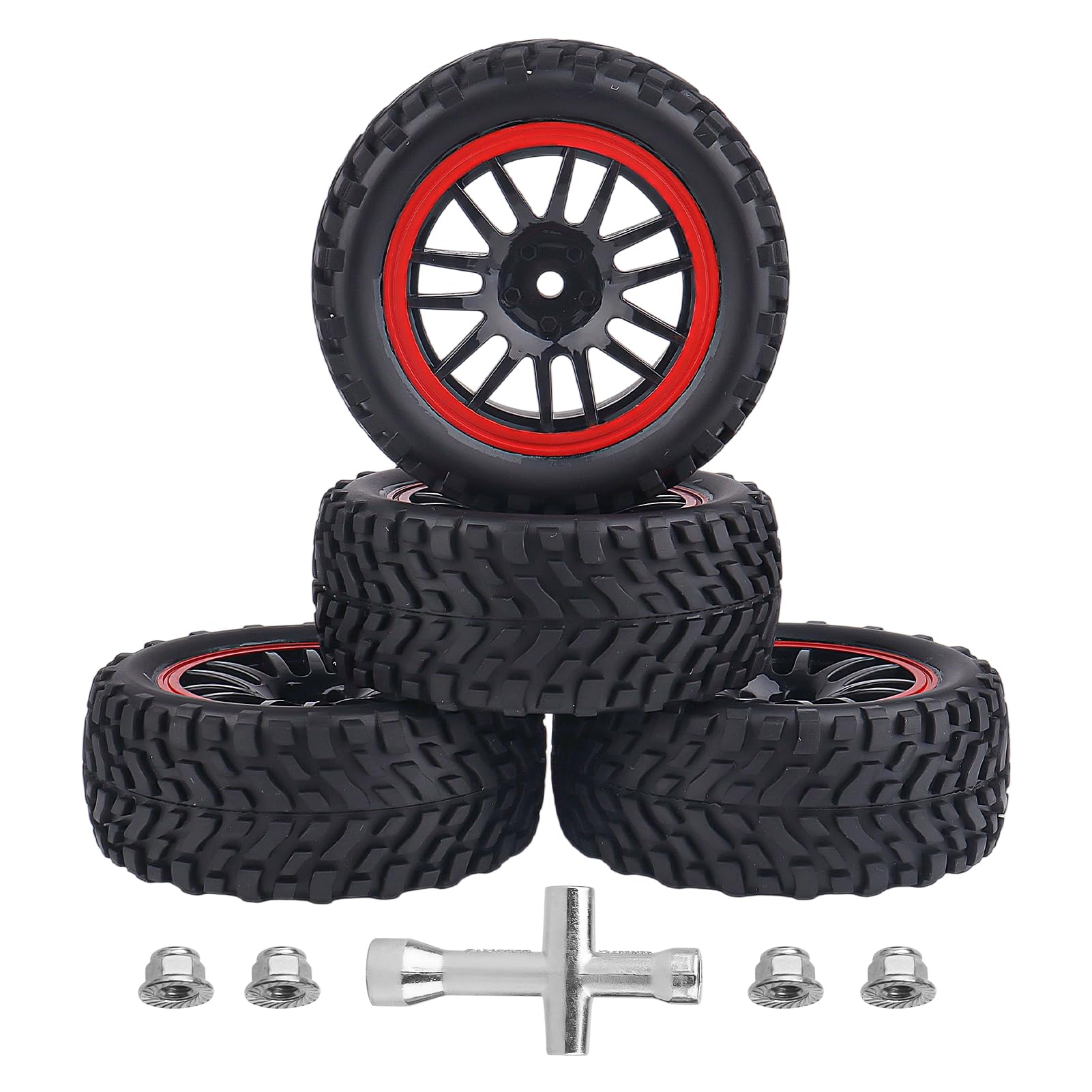 12mm Hex Wheels & Rubber Tires OD 2.52" Pre-Glued for Traxxas 4 Tec 2.0 1/18 Latrax Teton Tamiya TT02 Redcat Lightning EPX HSP Flying Fish Kyosho HPI MST RC 1/10 On-Road Drift Car (Type 2)