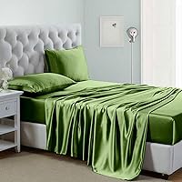 Vista 29 de Lanest Housing Silk Satin Sheets, Queen Size Satin Bed Sheet Set with Deep Pockets, Cooling Soft and Hypoallergenic Sheets Queen - Black Aqua