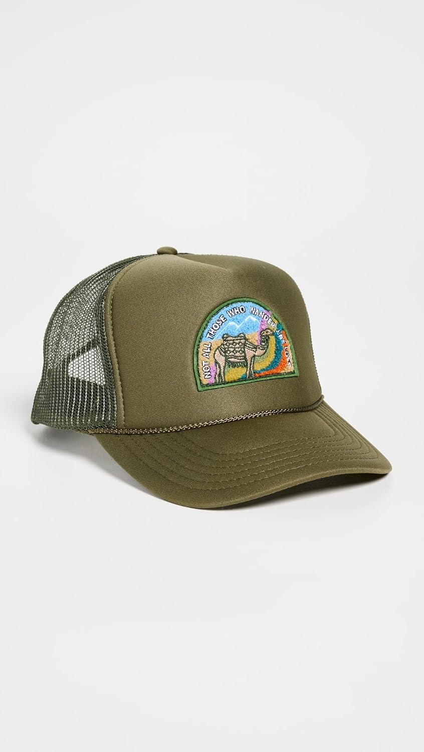 Freya Women's Not All Who Wander Trucker Hat, Olive, Green, One Size
