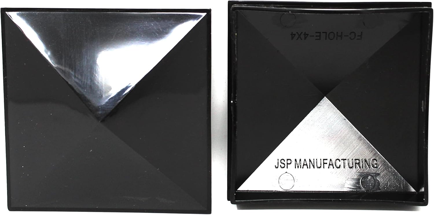 Plastic Pyramid 4x4 Nominal (3-5/8"x3-5/8") Fence Post Caps with Pre-Drilled Hole Black or White Multi- Quantity Packs (32, Black)