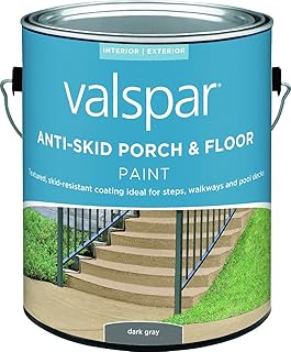 Valspar 024.0082031.007 Anti-Skid Enamel Porch and Floor Paint, 1 gal, Dark Gray