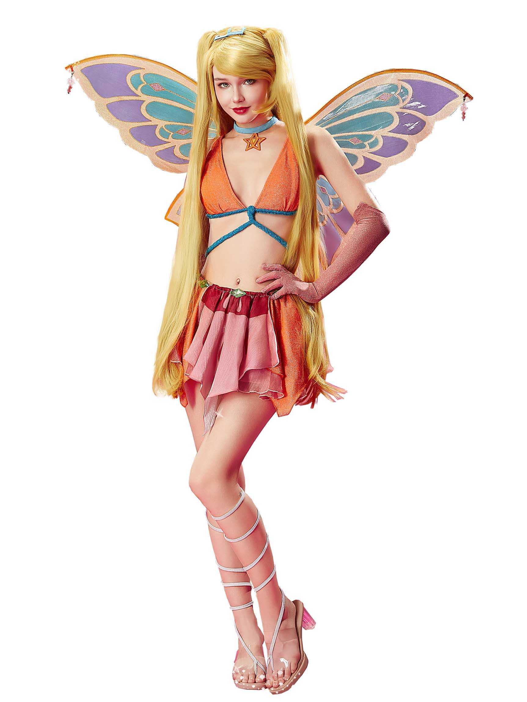 Micotaku Winx Club Enchantix Stella Women's Cosplay Costume with Wings - Medium