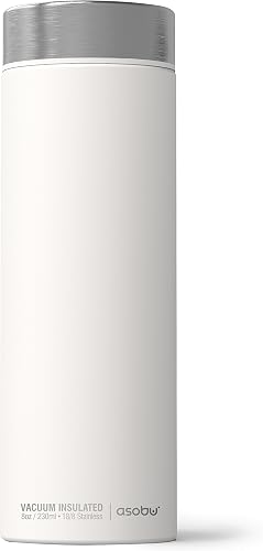 Asobu Le Baton Insulated Vacuum Sealed Stainless Steel Trendy Sport Travel Water (whitesilver)