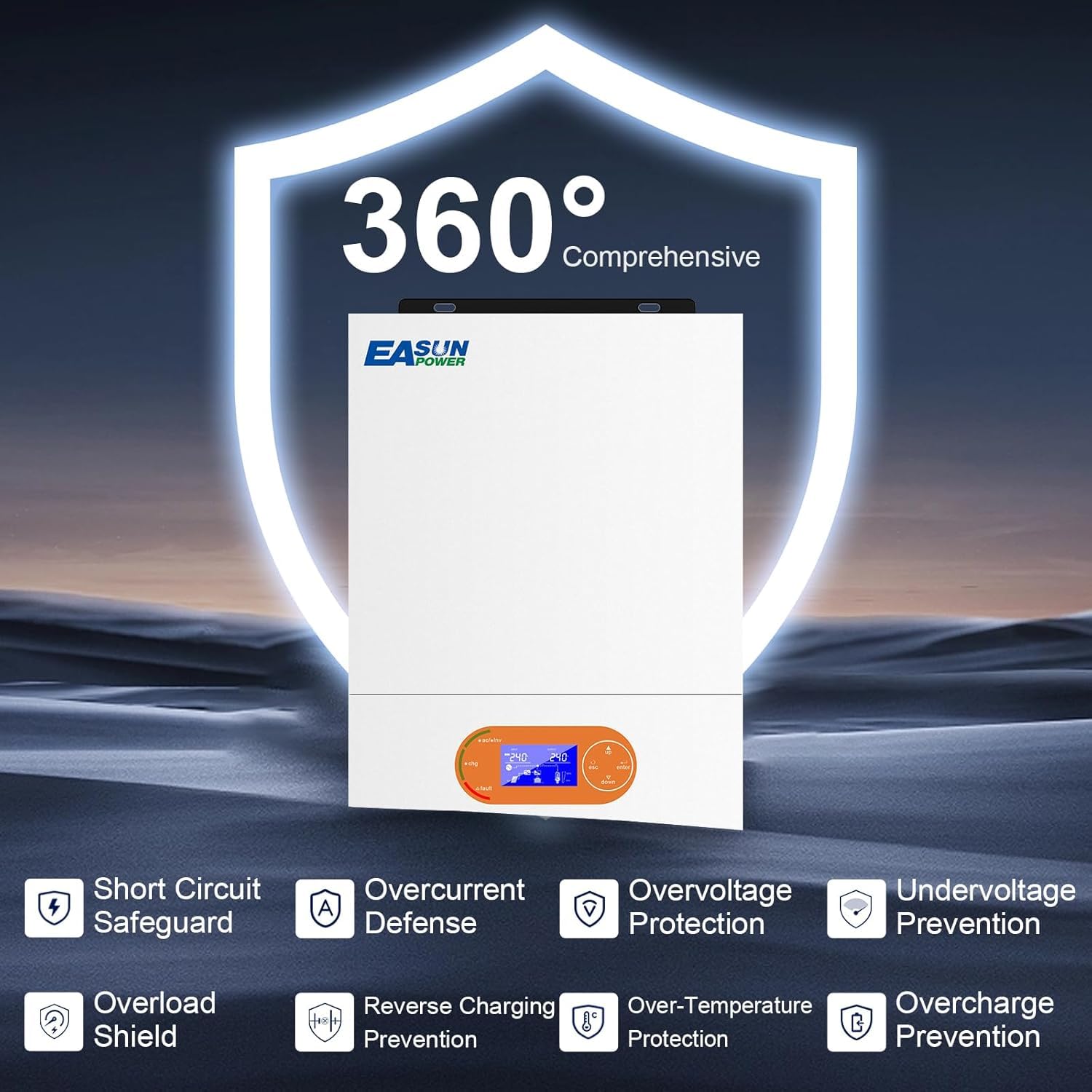 POWLAND 6000W 48V Inverter ibrido da inverter sinusoidale puro off-grid (WiFi incorporato), funziona senza batteria, Controllori solari MPPT da 120A integrati, ingresso/uscita AC 230V (SMR II 6KW)