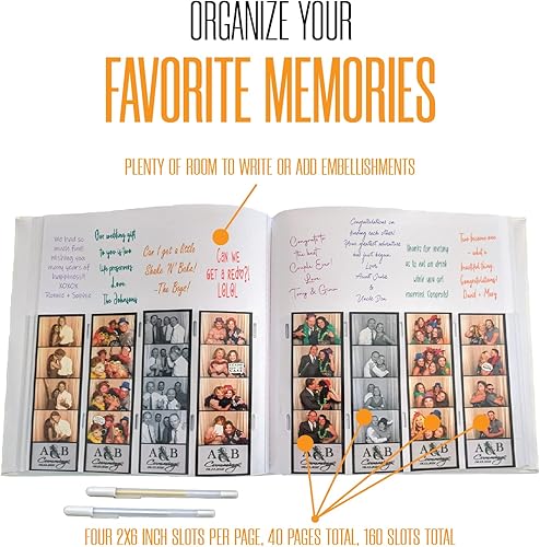 Miniatura 3 de Photo Booth Nook Álbum de álbumes de recortes con bolígrafo de gel (10 unidades) - Diario de álbumes de recortes con cubierta de cuero - 40 páginas