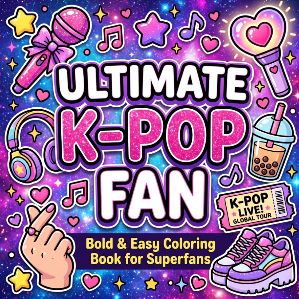 Ultimate K-Pop Coloring Book: Cute Bold and Easy Coloring Pages for K-Pop Fans, Girls, Teens, Young Adults, Stans, Concert Lovers, and Music Fans