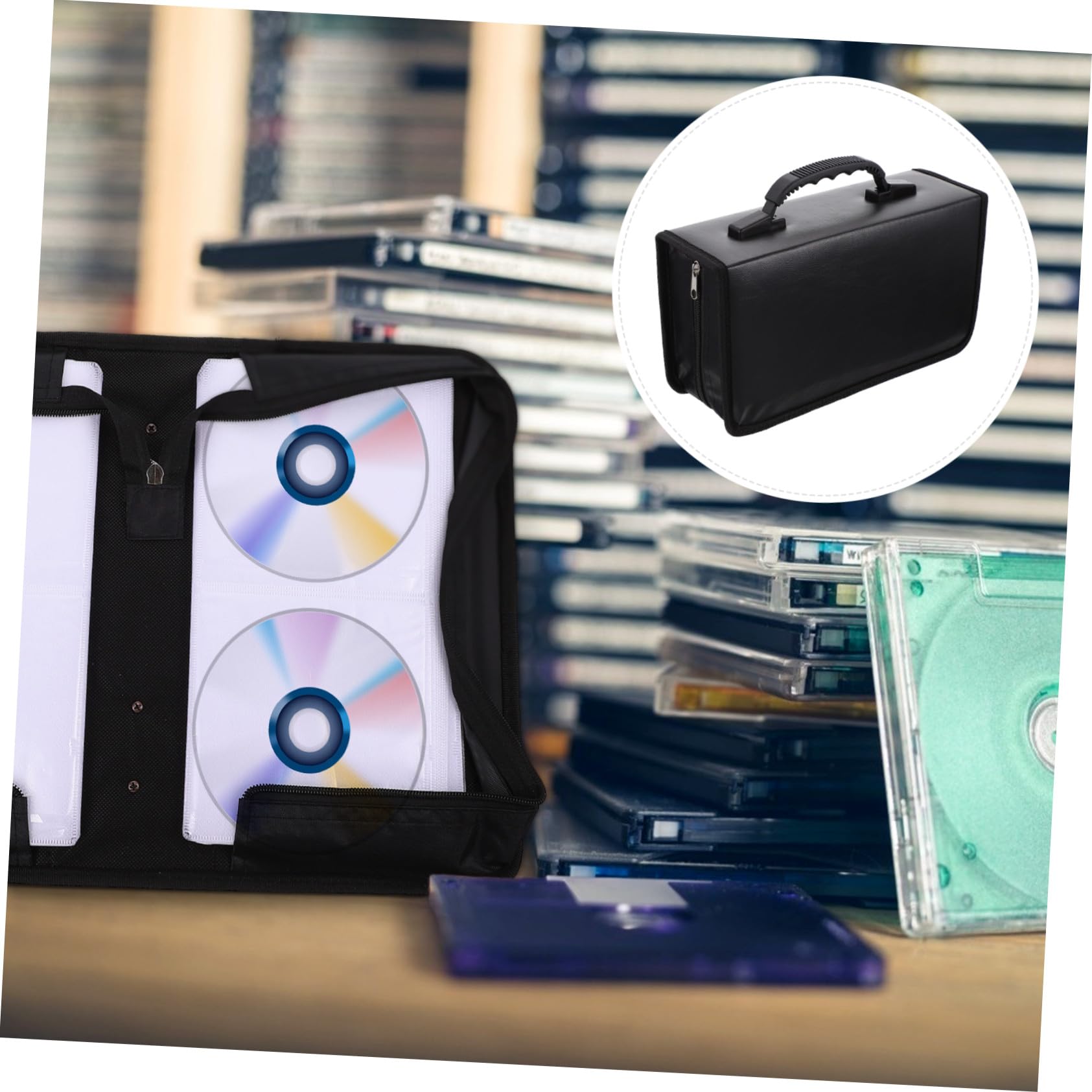 Ciieeo 2stücke Cd-Aufbewahrungstasche aus Pu-Leder DVD-transportbeutel mit Reißverschluss Schutzhüllen für CDs Tragbare Aufbewahrungsbox für Reisen und Partys