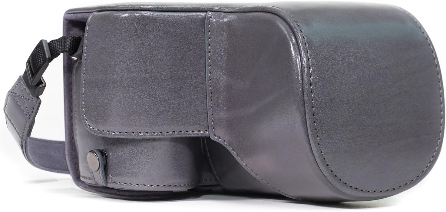 MegaGear MG1118 Ever Ready Leather Case and Strap with Battery Access for Sony Alpha A6500 Camera - Grey
