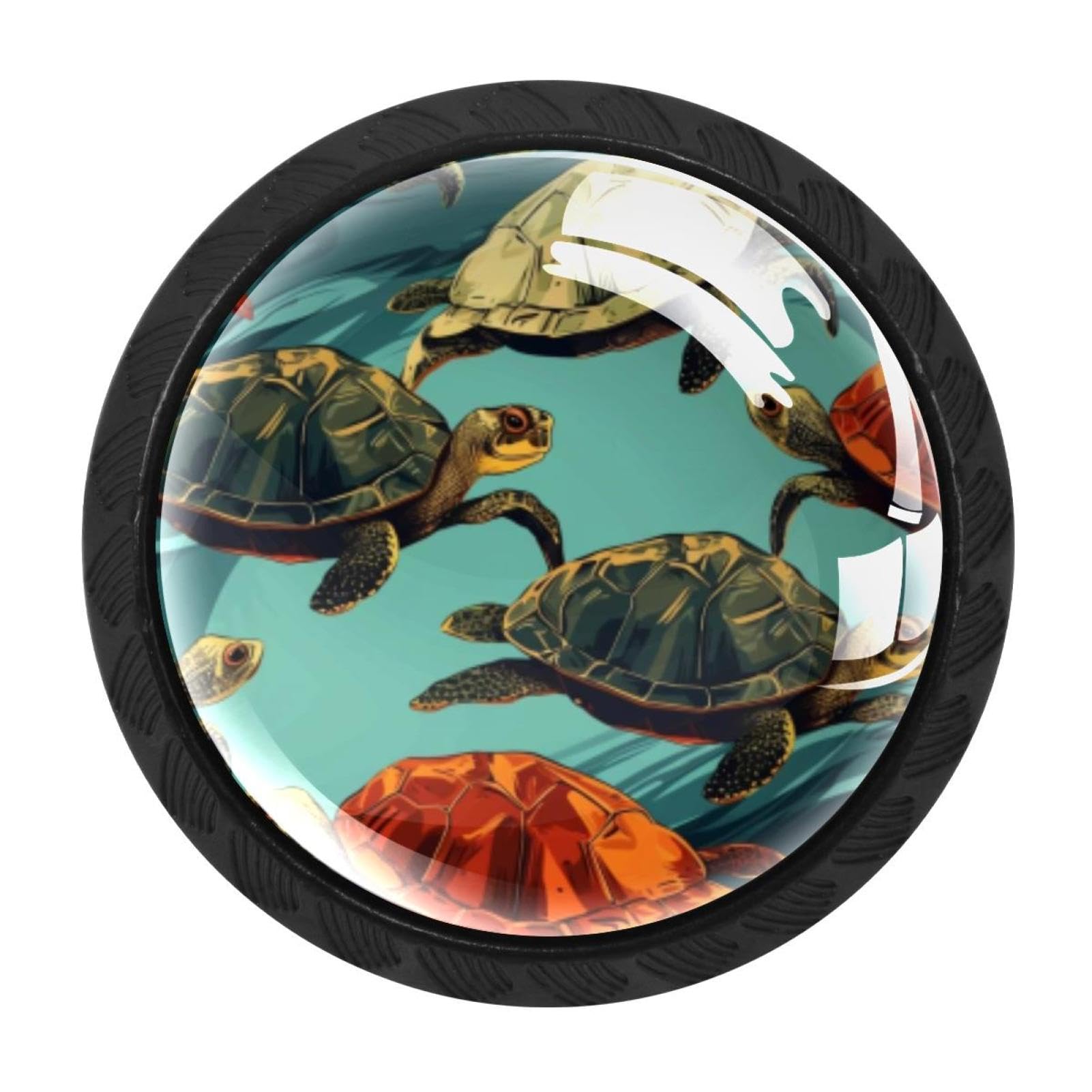 Chenzzzz Multicolored 05 4 Pack Cabinet Handles Black Sea Turtle Cabinet Knobs Draw