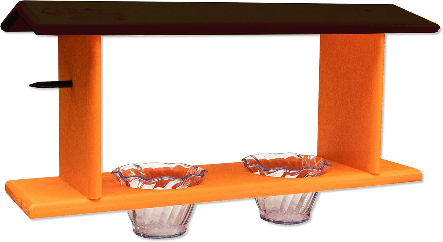 DutchCrafters Double Hanging Oriole Bird Feeder with 2 Jelly Cups & 2 Fruit Slice Rod Holders, Outdoor Fruit Jelly Feeders for Birds - Amish Made in America (Orange)