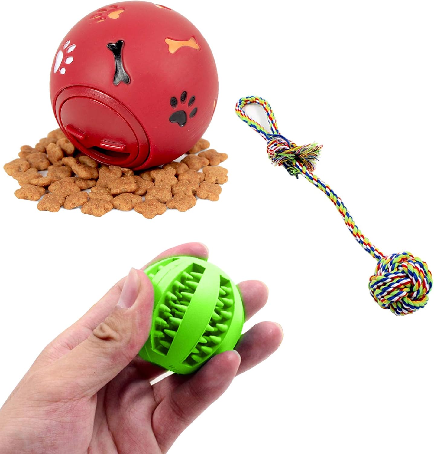 3Pack IQ Treat Ball for Dogs, Interactive Dog Toy Ball for Playing and Dispensing Treat, Upgrade Chewing and Cleaning Teeth Toy Ball,…