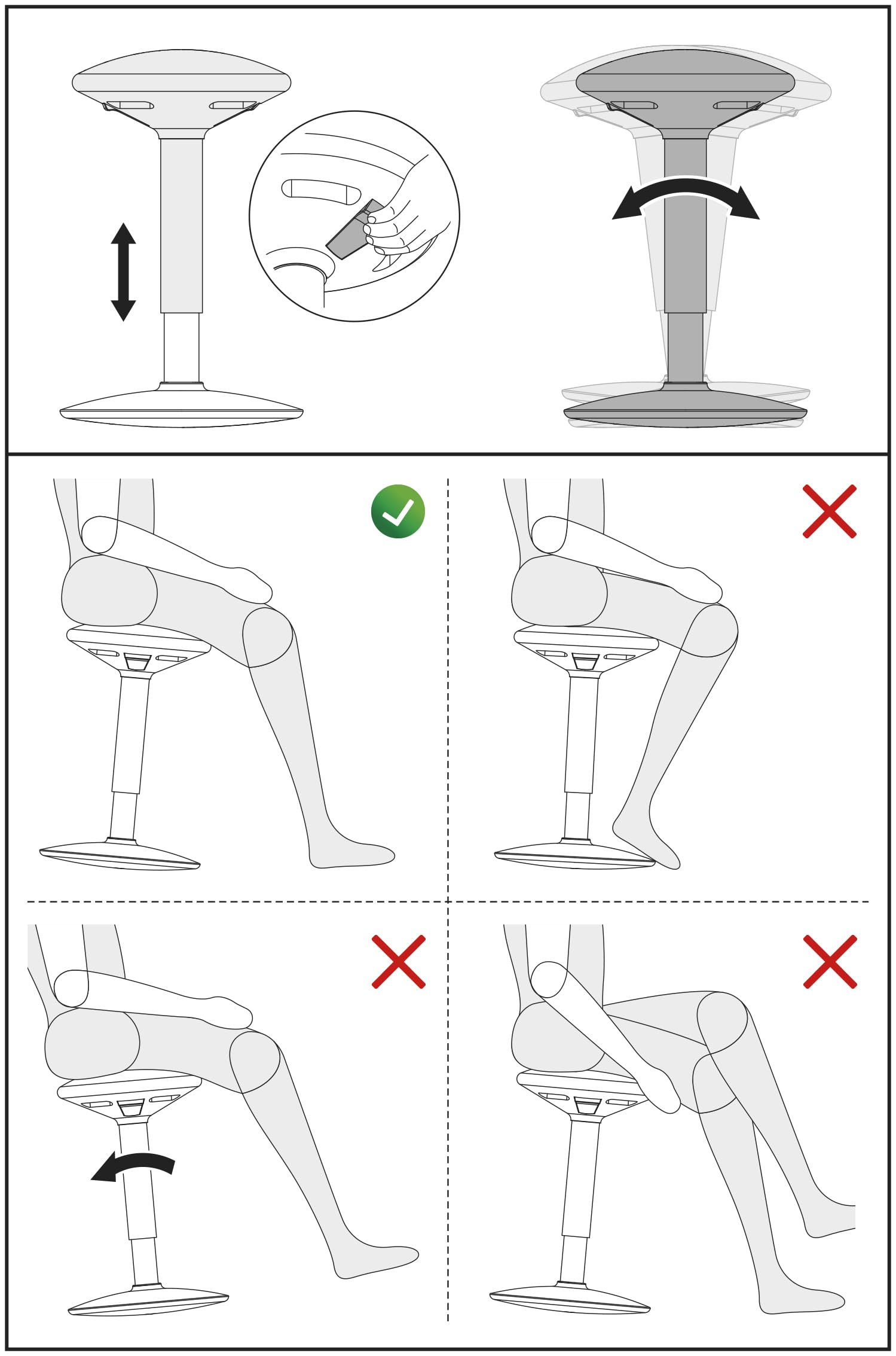 Bürohocker 2in1 Sitz- & Stehhocker höhenverstellbar Schwarz | Zertifiziert & ergonomisch. Fördert einen gesunden Rücken durch aktives Sitzen & Stehen. Ideal im Büro & Homeoffice.