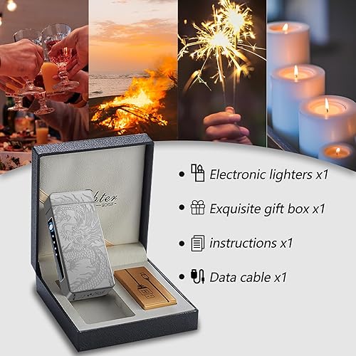 Miniatura 6 de Encendedor eléctrico recargable con USB con plasma de arco, resistente al viento, indicador de batería LED de alta potencia para velas, fuegos Negro