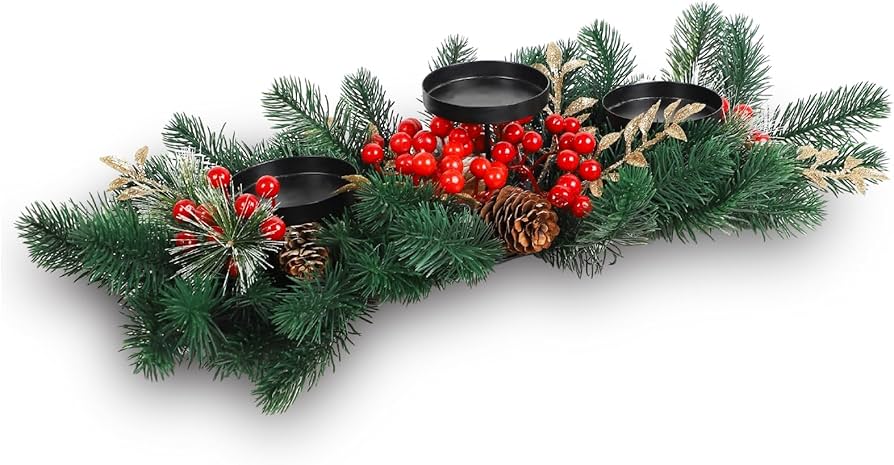 Amazon.com: MorTime Christmas Centerpiece with 3 Candle Holders Amazon.com: MorTime Christmas Centerpiece with 3 Candle Holders