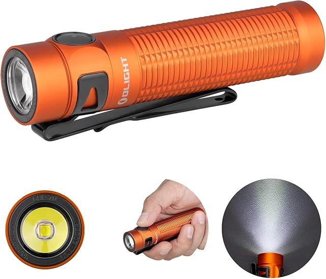 OLIGHT Baton 3 Pro 1500 Lumens EDC Rechargeable LED Torch,High Lumens Pocket Flashlight for Outdoors,Indoors and EmergencyOrange (Cool White Light: 5700~6700K)