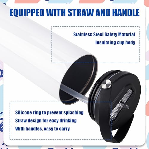 Miniatura 5 de Joyclub Paquete de 8 vasos de sublimación para botellas de agua de 20 onzas con asa, vasos térmicos ajustados para deportes a granel