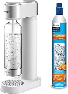 Philips Water Solutions GoZero Sparkling Water Maker Sifón, máquina para Hacer Soda, 1 Litro, plástico, Blanco (White)